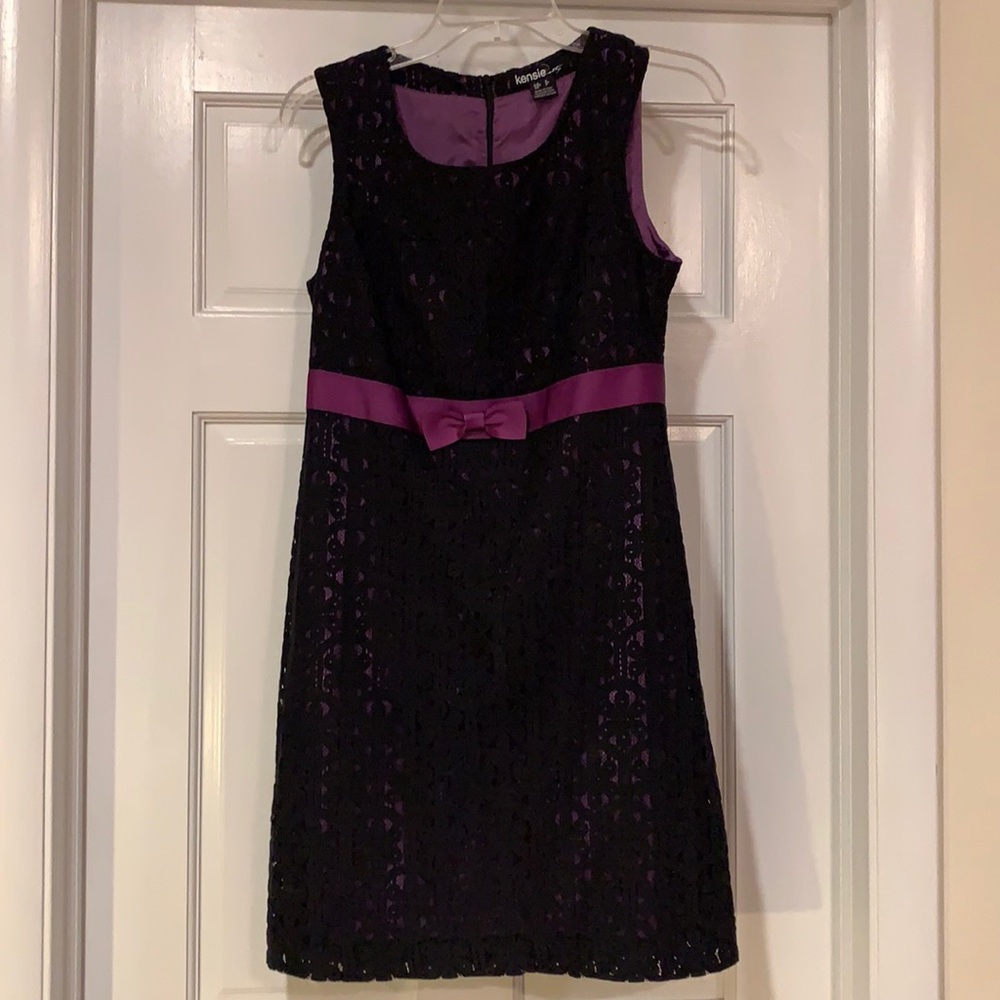Purple and black bow lace dress